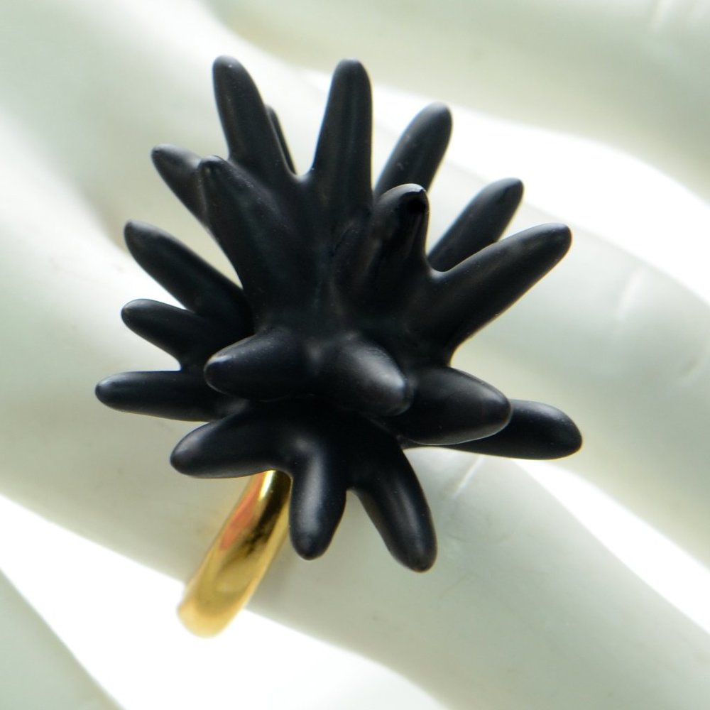 Oscar De La Renta Painted Black Star Ring